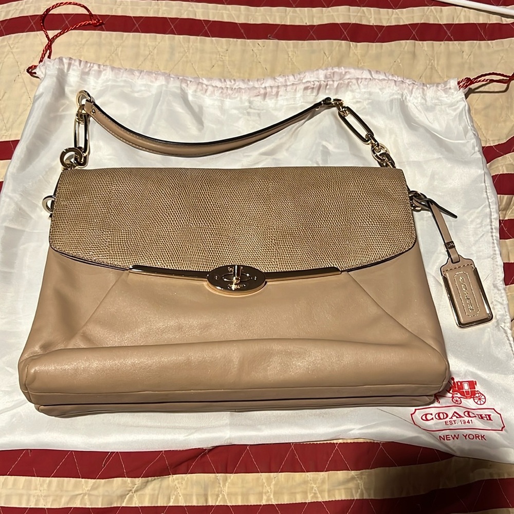 Coach glitter lizard shoulder flap bag